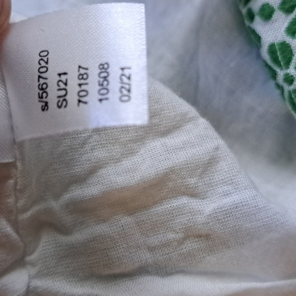 Ann Taylor midi wrap puff sleeve peasant dress green floral stripe embroidery 4P - Picture 13 of 17